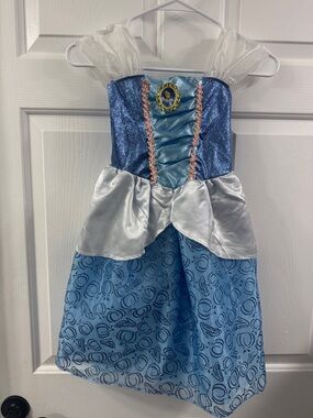 Girls' Light Blue Princess Halloween Costume Dress with Satin Peplum